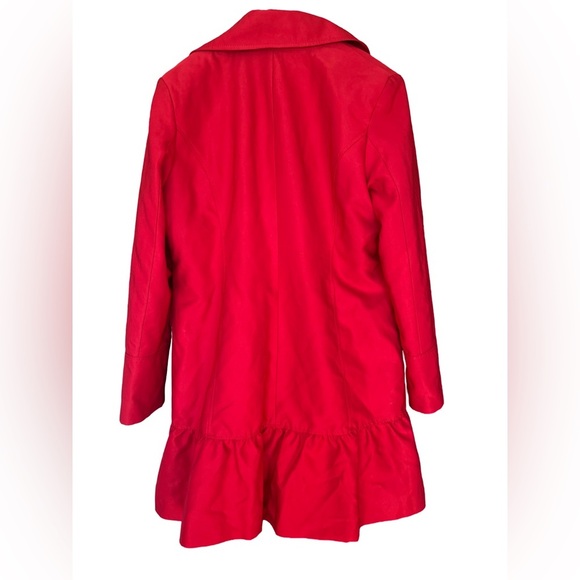 Women's Donatella Double Breasted Ruffle Hem Coat Red Size XL - Picture 3 of 14